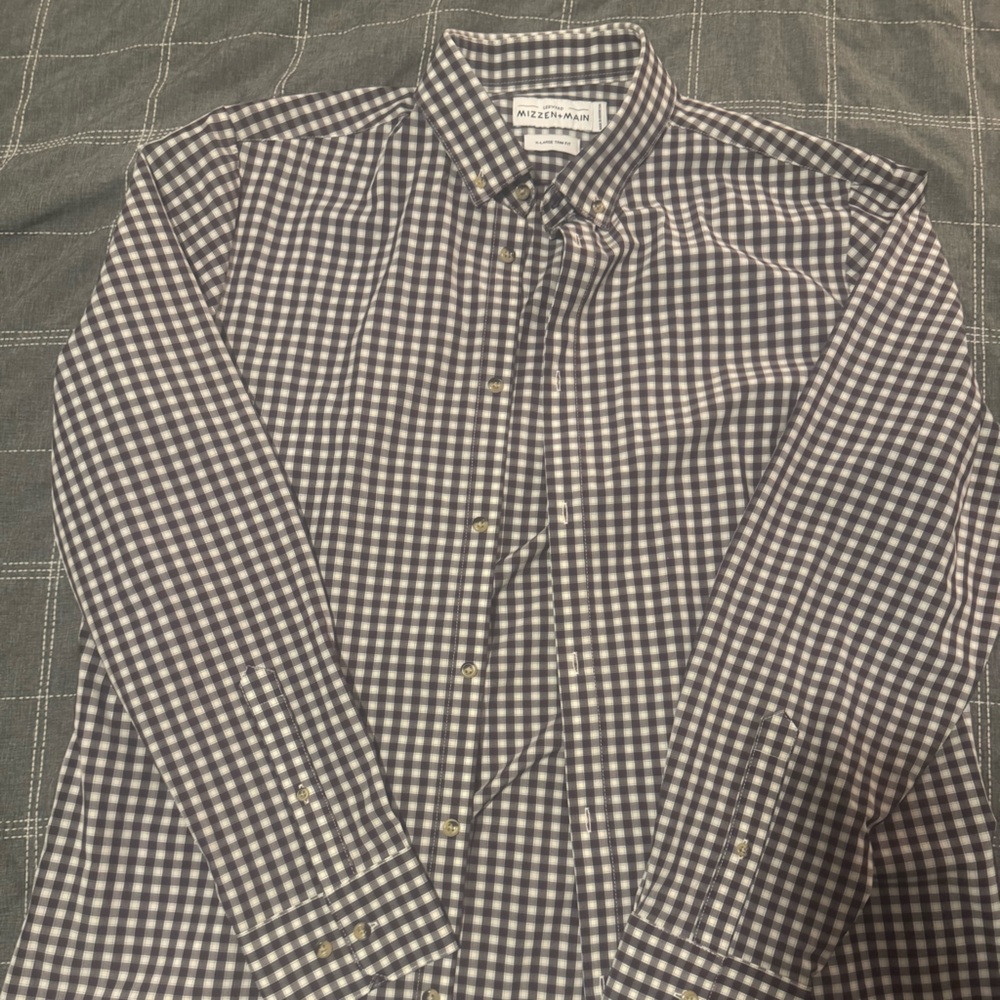 Mizzen+Main Burgundy & White Gingham Button-Down Shirt